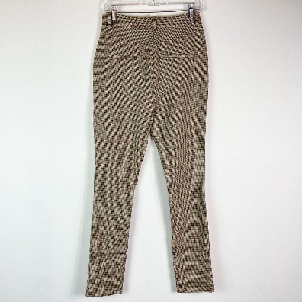 A.L.C. NWT Women's Split Leg Edwin Dress Pants Brown Plaid Size 6 - Picture 3 of 7